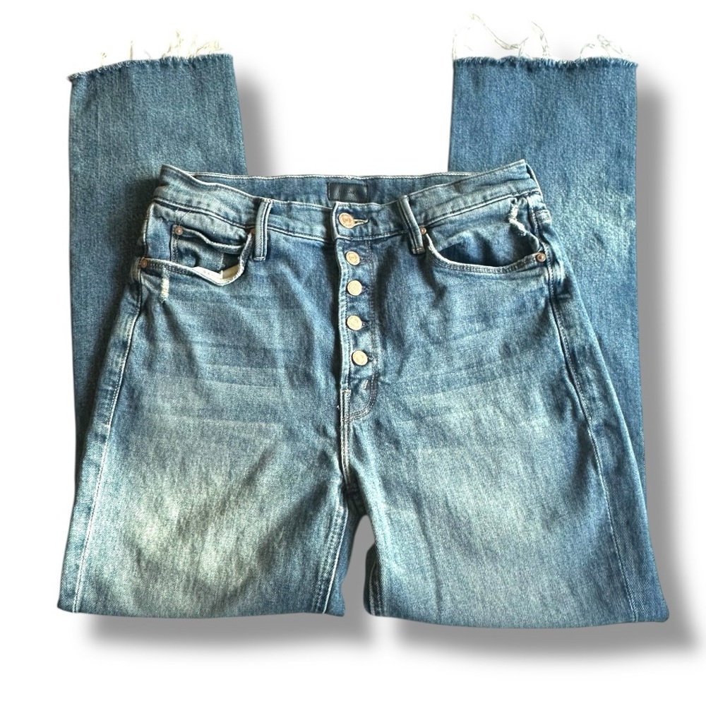 MOTHER High Rise Light Blue Button-Fly Jeans - Picture 13 of 16